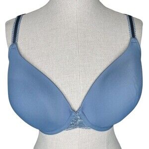 Wacoal French Garden Contour Bra sz 36DD * T-Shirt Bra Lace Band Slate Blue